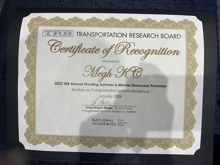 Recognized presentation, TRB Young Members Council